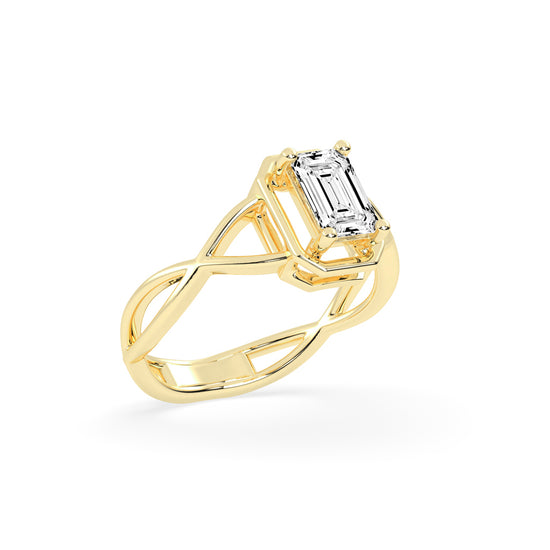 Soltrista criss - cross radiant cut solitaire lab diamond ring