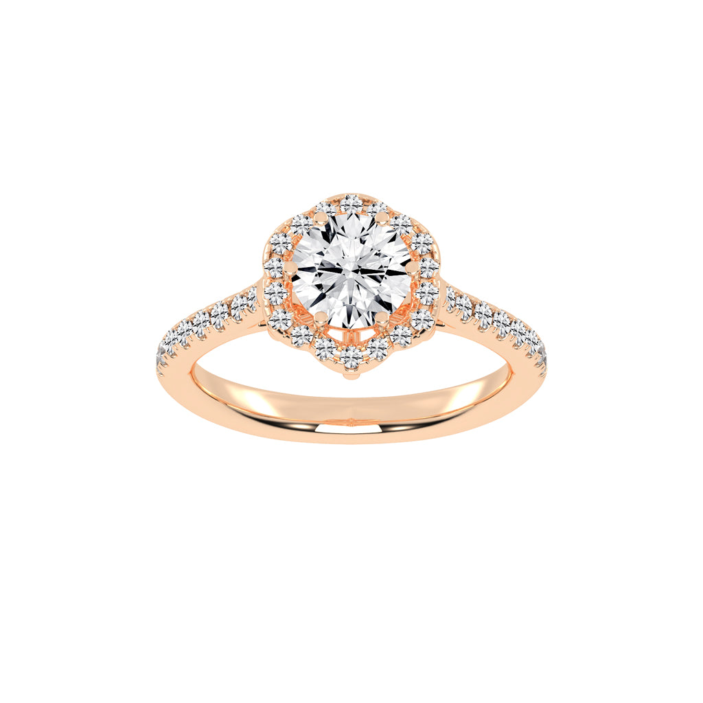 Halaris Six Prong Round Cut Halo Lab Diamond Ring