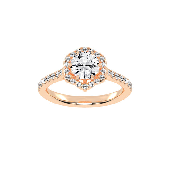Halaris Six Prong Round Cut Halo Lab Diamond Ring