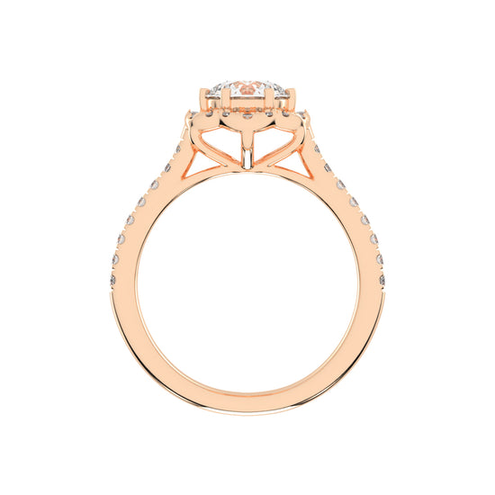 Halaris Six Prong Round Cut Halo Lab Diamond Ring