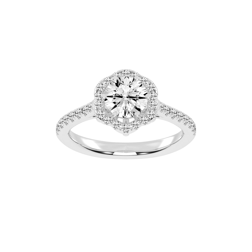 Halaris Six Prong Round Cut Halo Lab Diamond Ring