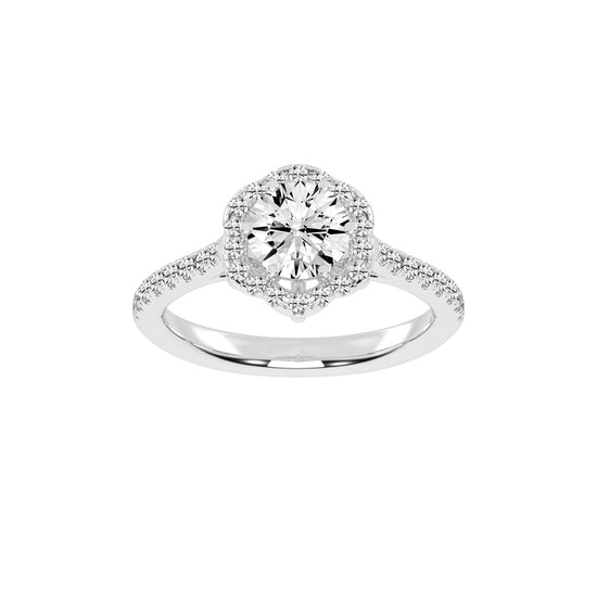 Halaris Six Prong Round Cut Halo Lab Diamond Ring