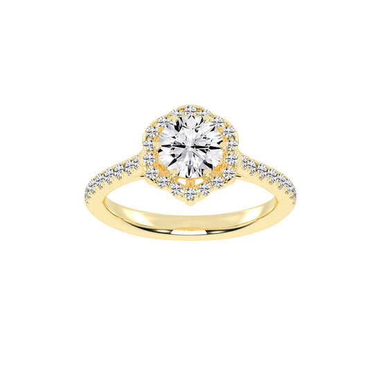 Halaris Six Prong Round Cut Halo Lab Diamond Ring