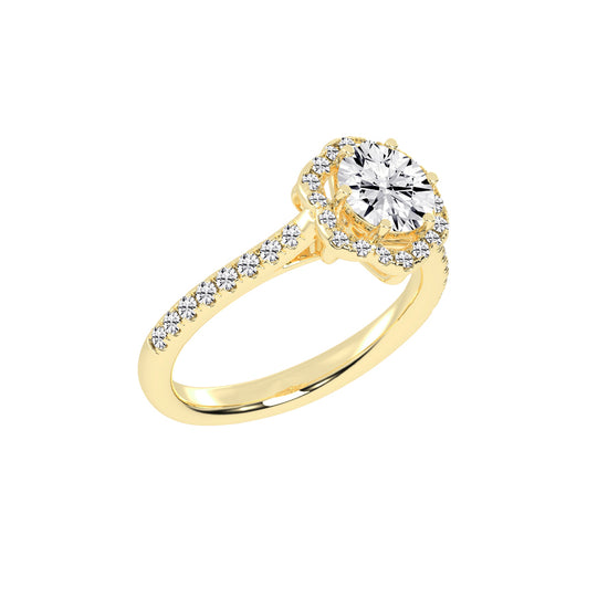 Halaris Six Prong Round Cut Halo Lab Diamond Ring