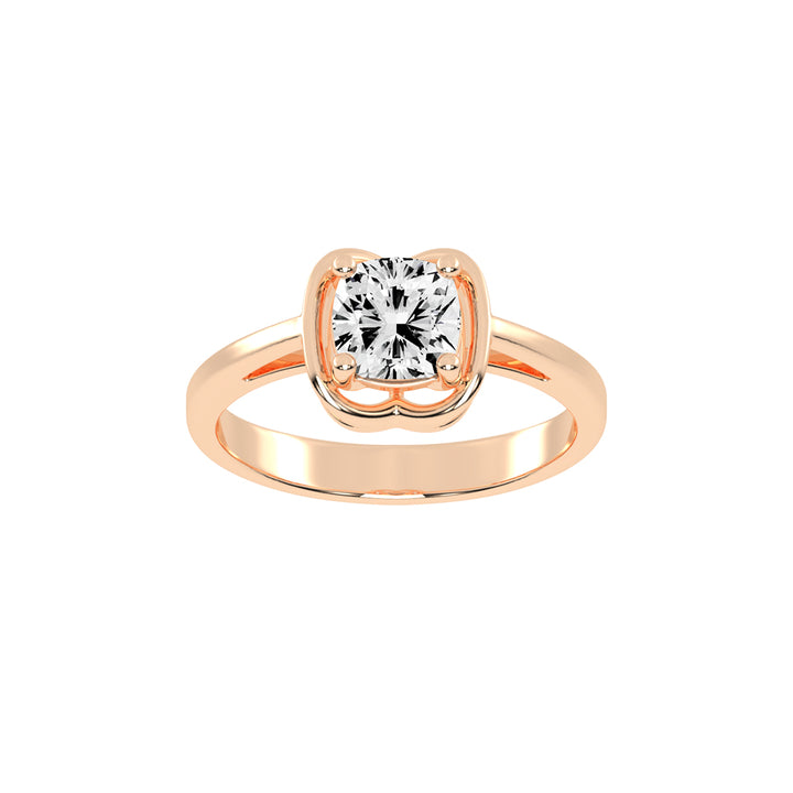 Solmera Four Prong Cushion Cut Solitaire Lab Diamond Ring