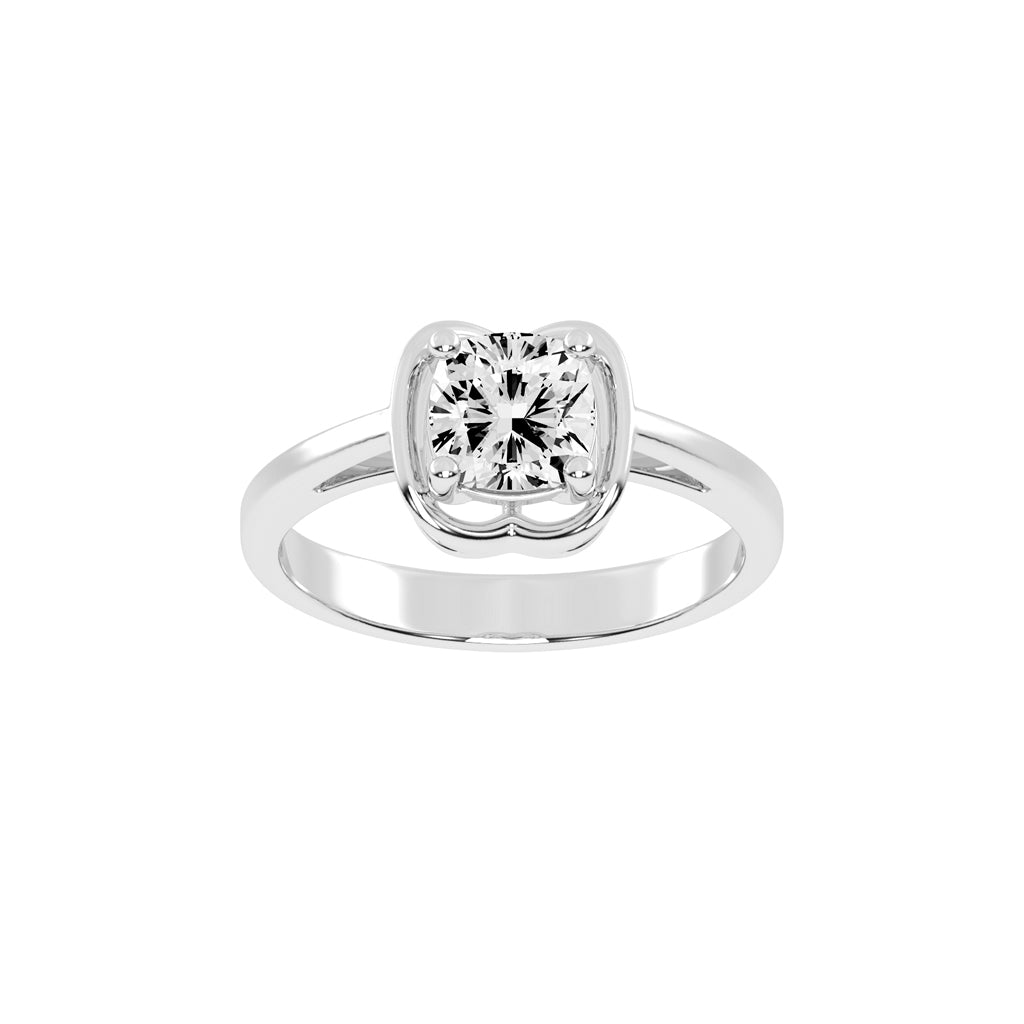 Solmera Four Prong Cushion Cut Solitaire Lab Diamond Ring