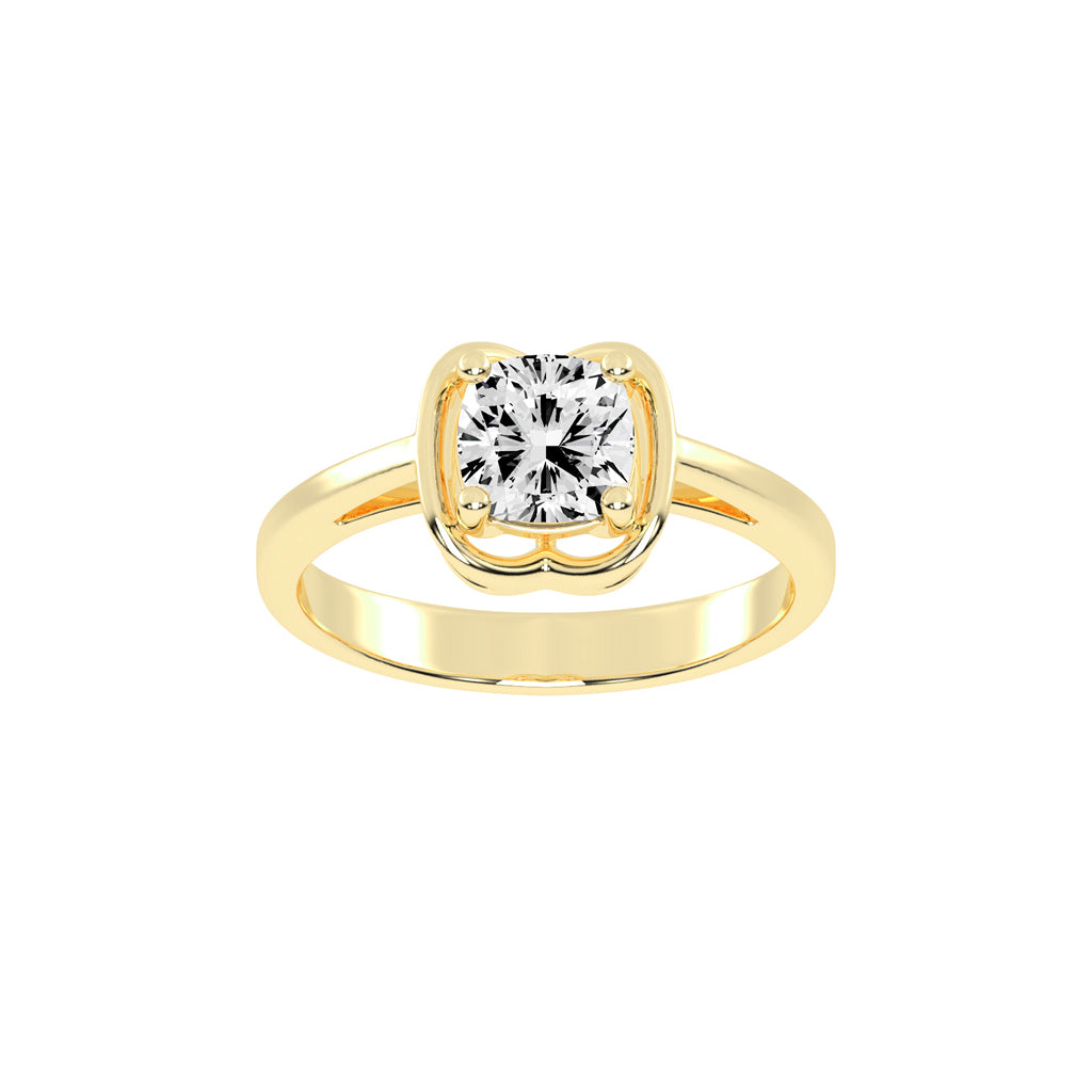 Solmera Four Prong Cushion Cut Solitaire Lab Diamond Ring