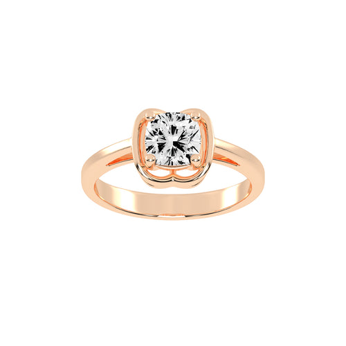 Solmera Four Prong Cushion Cut Solitaire Lab Diamond Ring