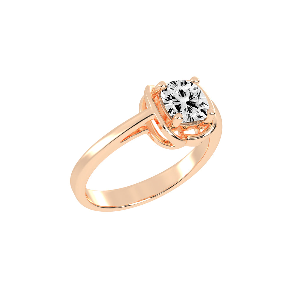 Solmera Four Prong Cushion Cut Solitaire Lab Diamond Ring