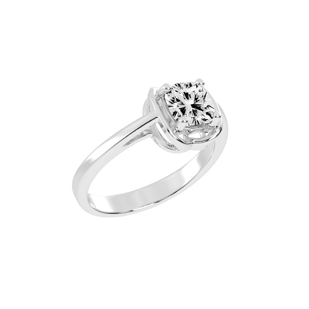 Solmera Four Prong Cushion Cut Solitaire Lab Diamond Ring