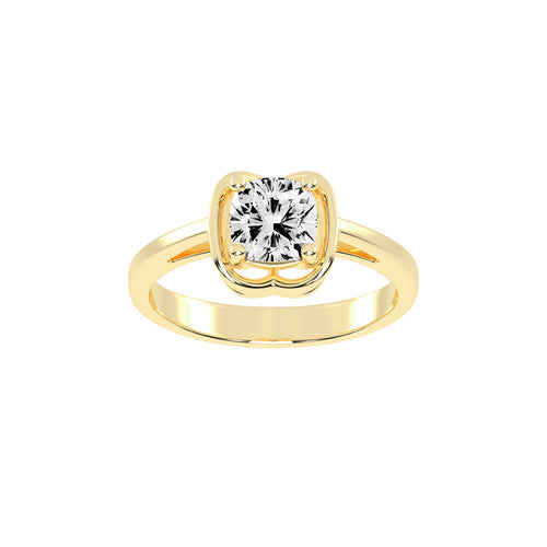 Solmera Four Prong Cushion Cut Solitaire Lab Diamond Ring
