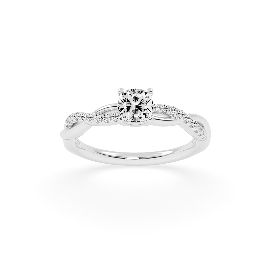 Luxida braided cushion cut lab diamond ring