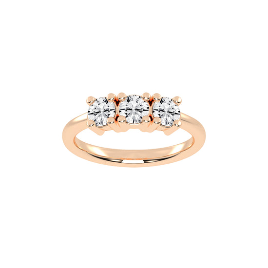 Trivona classic round cut three stone lab diamond ring