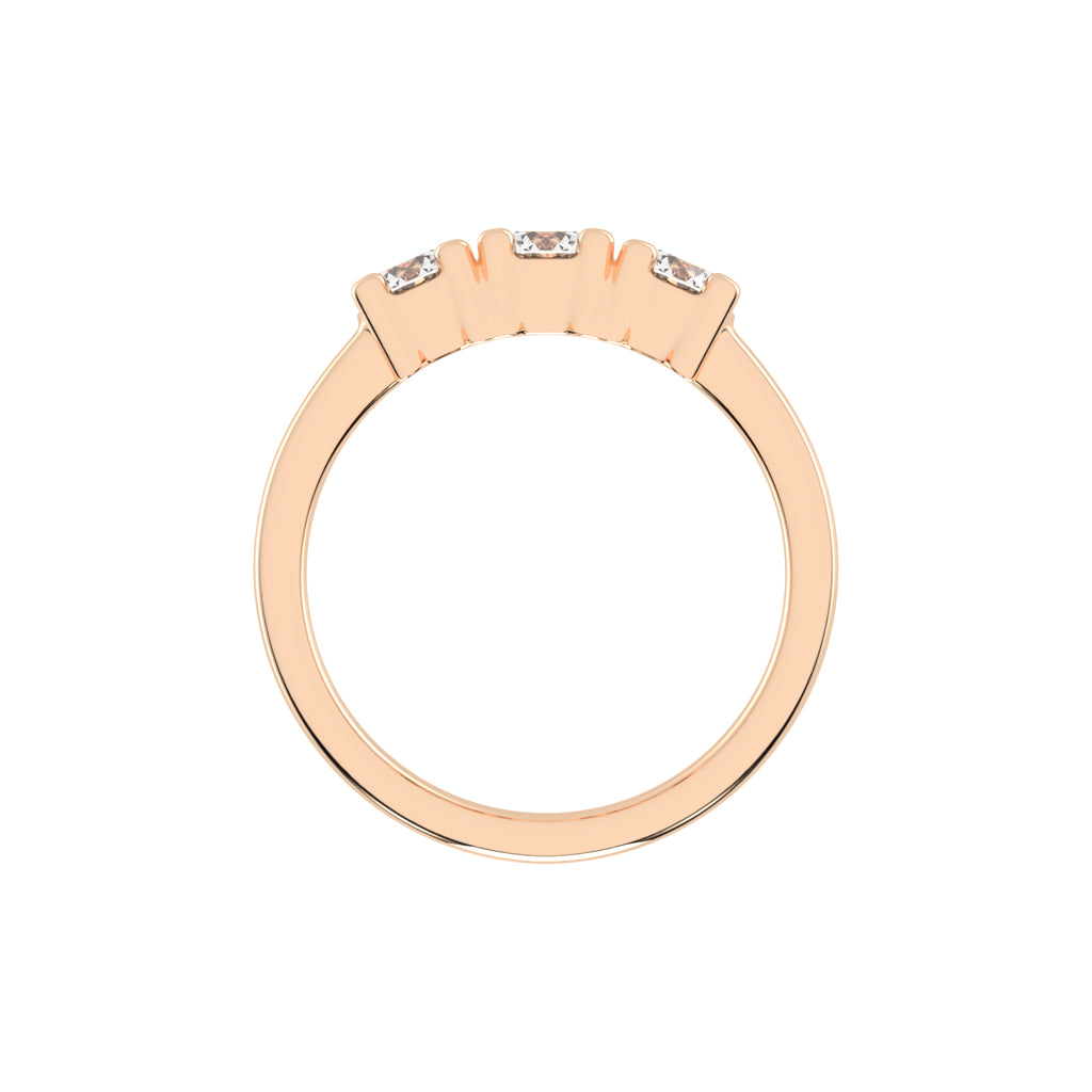 Trivona classic round cut three stone lab diamond ring
