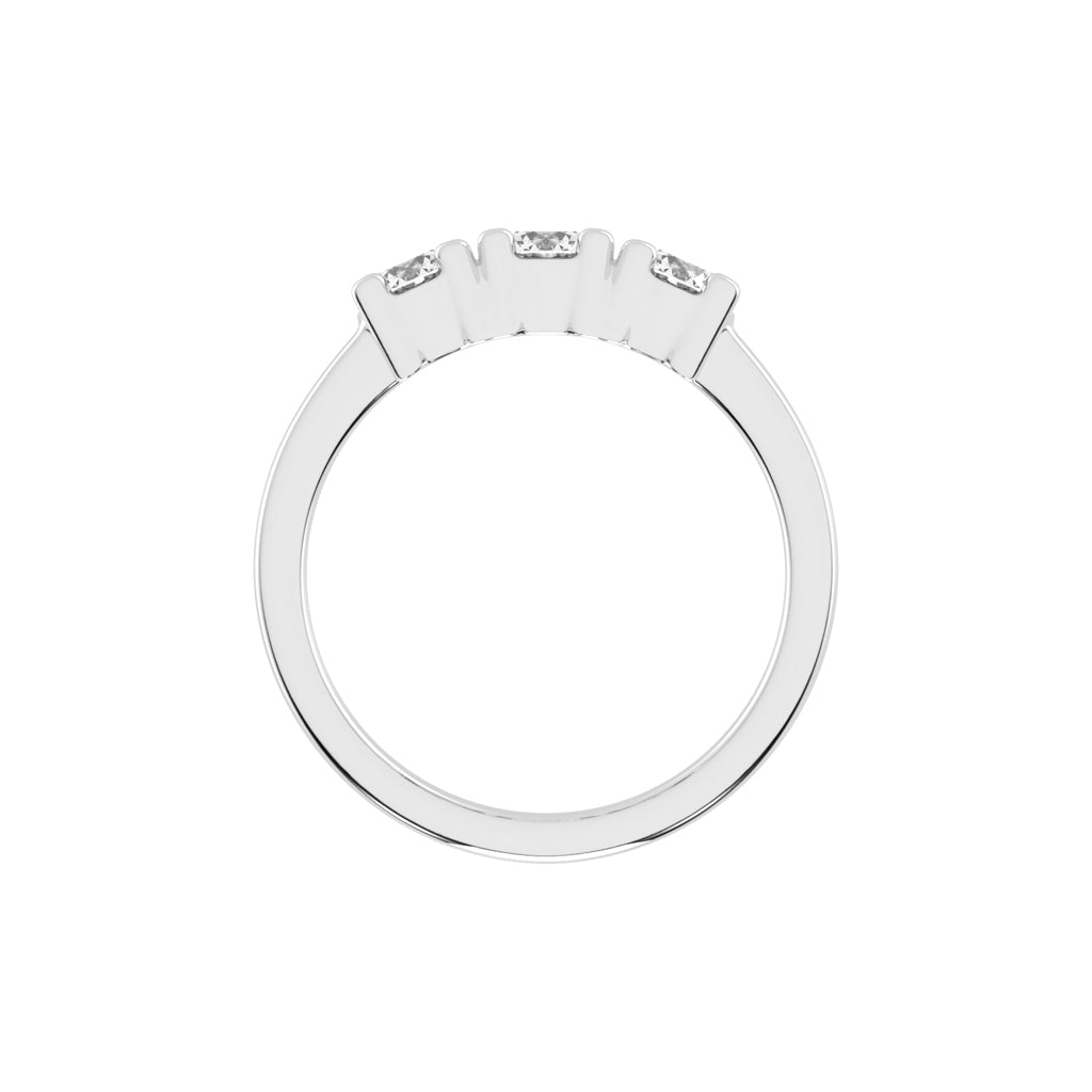 Trivona classic round cut three stone lab diamond ring