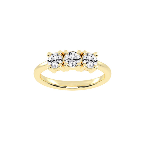 Trivona classic round cut three stone lab diamond ring
