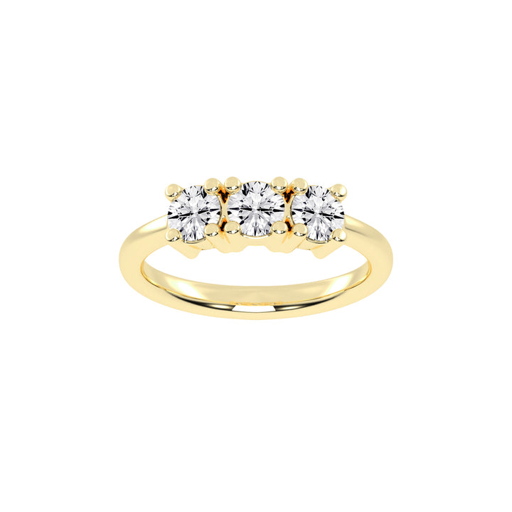 Trivona classic round cut three stone lab diamond ring