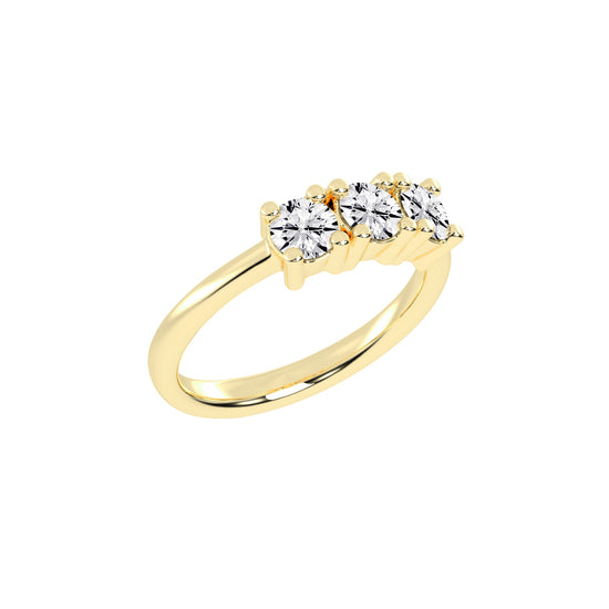 Trivona classic round cut three stone lab diamond ring
