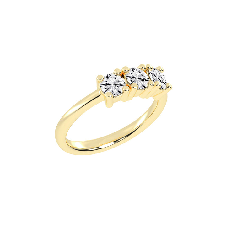 Trivona classic round cut three stone lab diamond ring