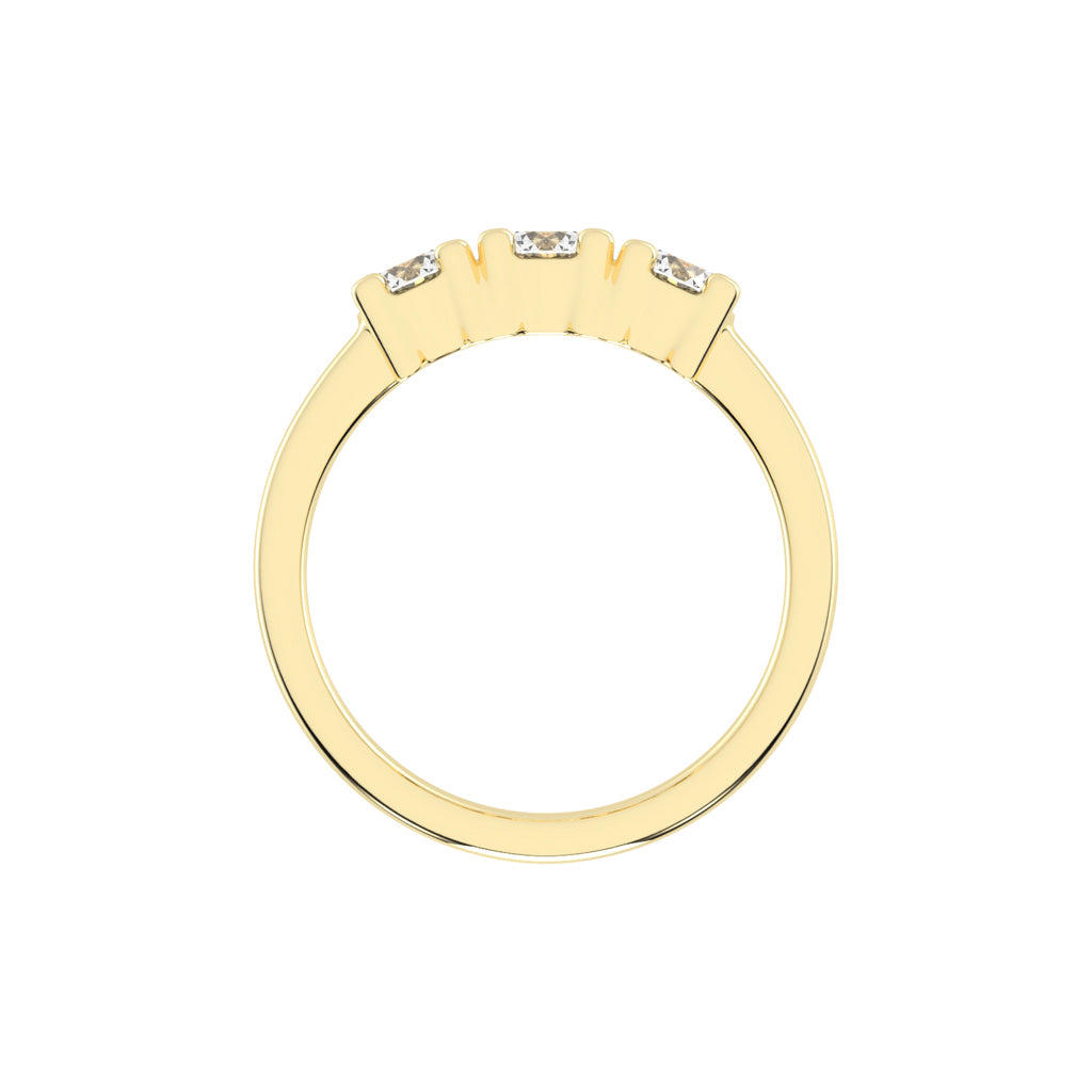 Trivona classic round cut three stone lab diamond ring