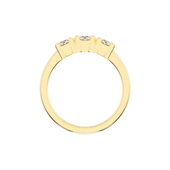 Trivona classic round cut three stone lab diamond ring