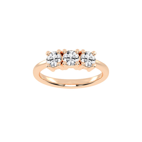 Trivona classic round cut three stone lab diamond ring