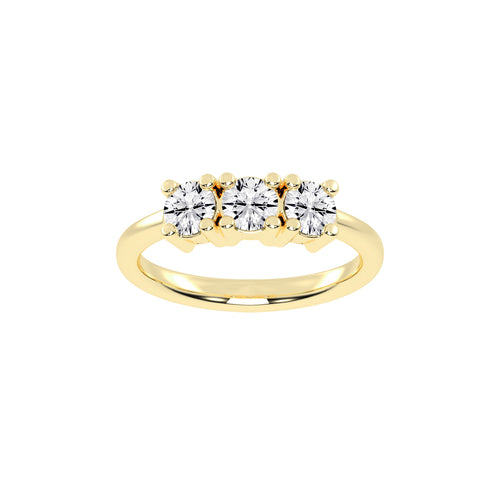 Trivona classic round cut three stone lab diamond ring