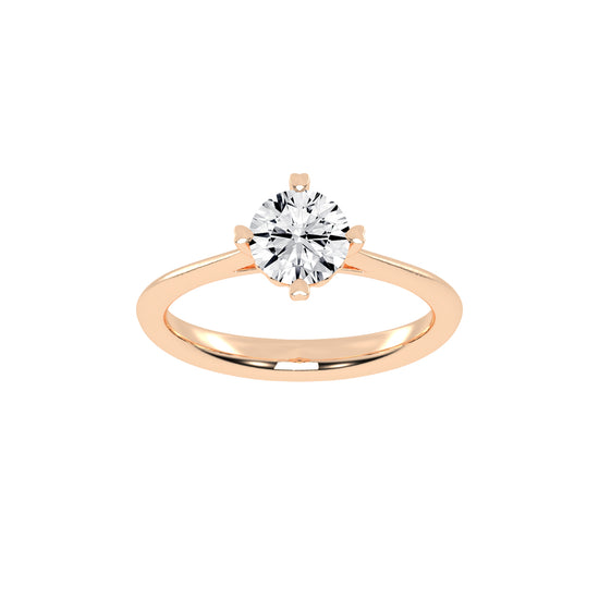 Solantica Four prong round cut solitaire lab diamond ring