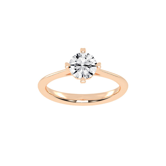 Solantica Four prong round cut solitaire lab diamond ring