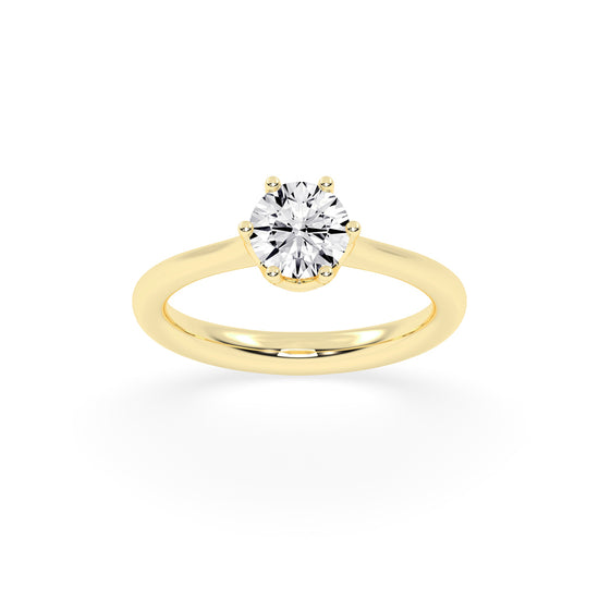 Solivis six prong round cut solitaire lab diamond ring