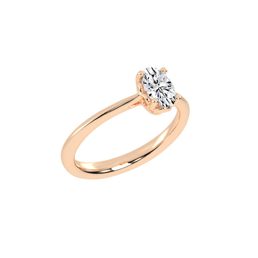 Valenique cathedral oval cut solitaire lab diamond ring
