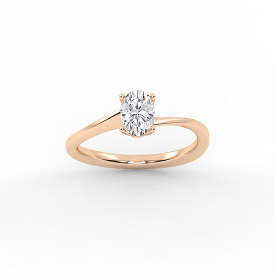 Solitaraine bypass oval shape cut solitaire lab diamond ring