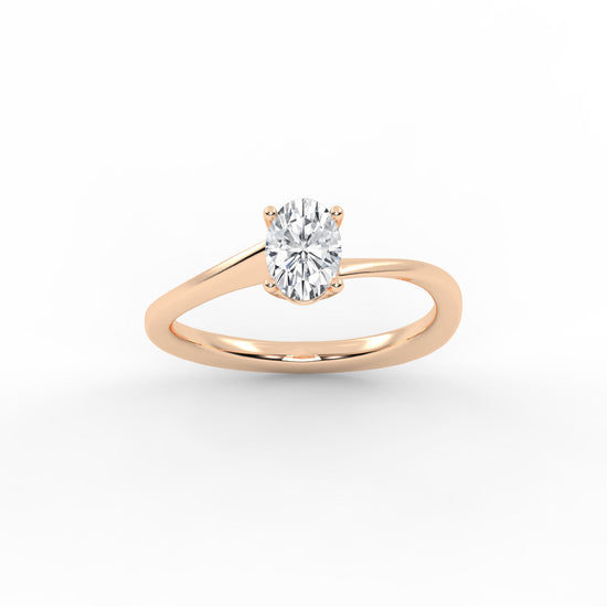 Solitaraine bypass oval shape cut solitaire lab diamond ring