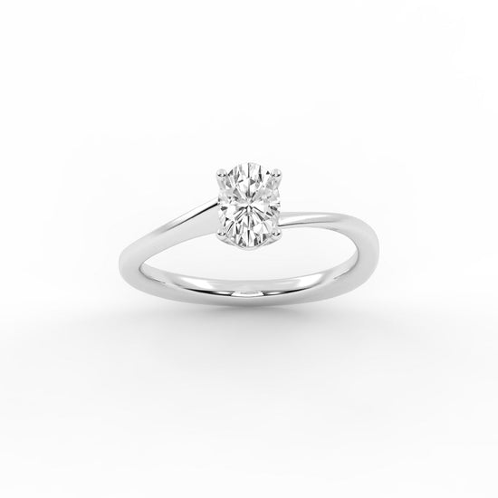 Solitaraine bypass oval shape cut solitaire lab diamond ring