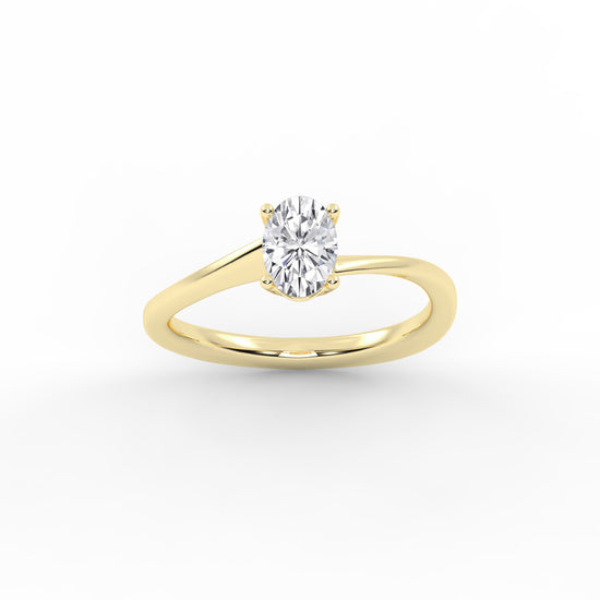 Solitaraine bypass oval shape cut solitaire lab diamond ring