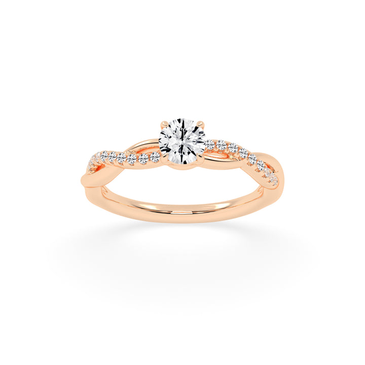 Sidetra braided round cut side stone lab diamond ring