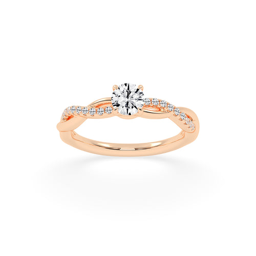 Sidetra braided round cut side stone lab diamond ring