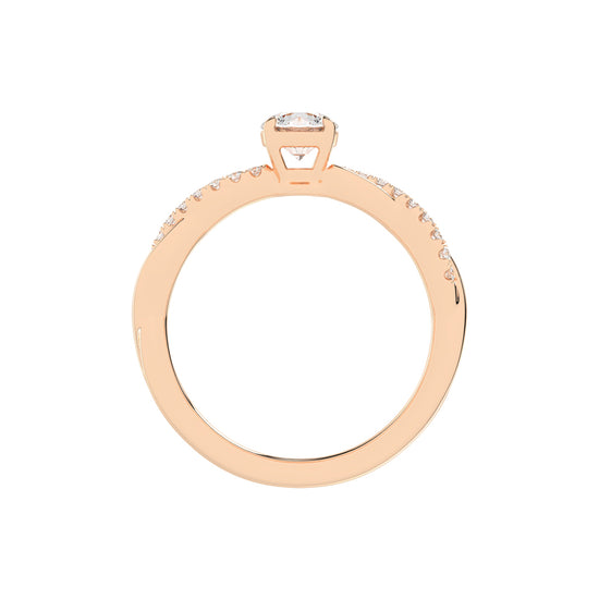 Sidetra braided round cut side stone lab diamond ring