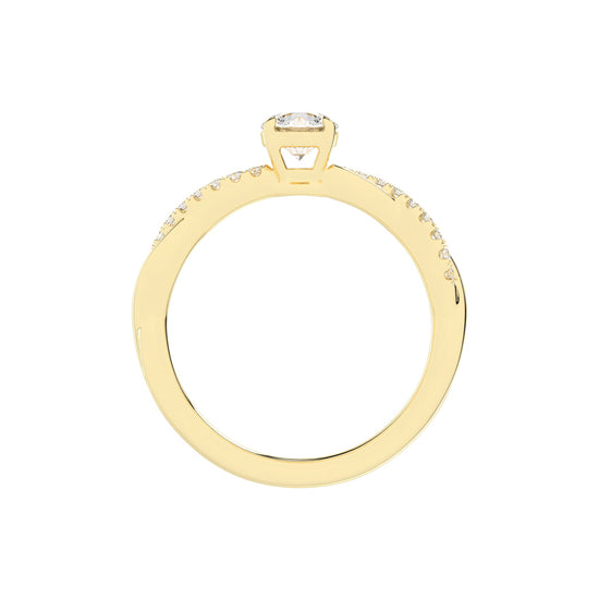 Sidetra braided round cut side stone lab diamond ring