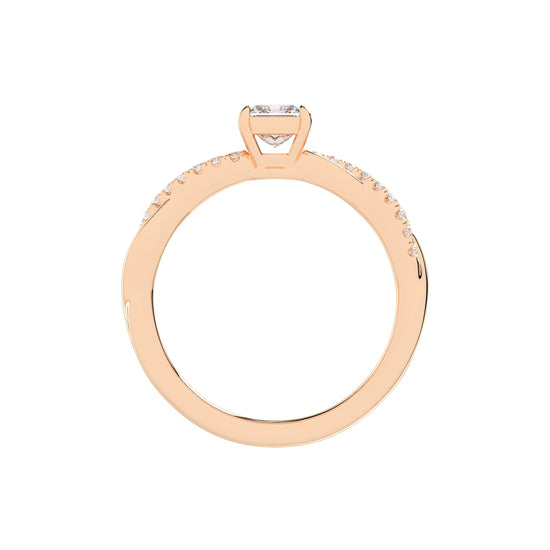Crystane braided Princess cut side stone lab diamond ring