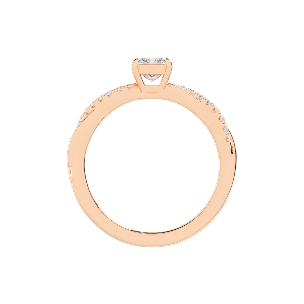 Crystane braided Princess cut side stone lab diamond ring
