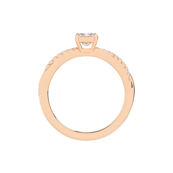 Crystane braided Princess cut side stone lab diamond ring