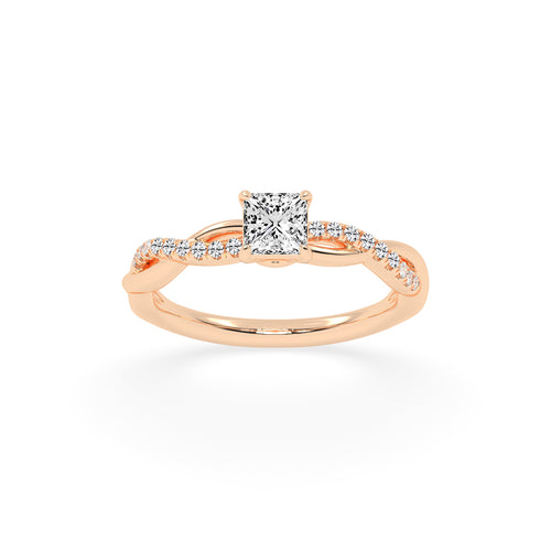 Crystane braided Princess cut side stone lab diamond ring