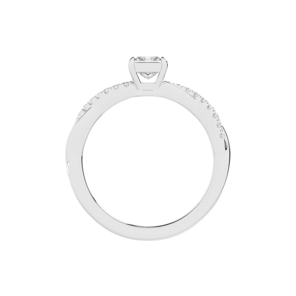 Crystane braided Princess cut side stone lab diamond ring