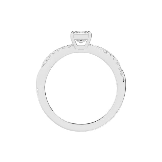 Crystane braided Princess cut side stone lab diamond ring
