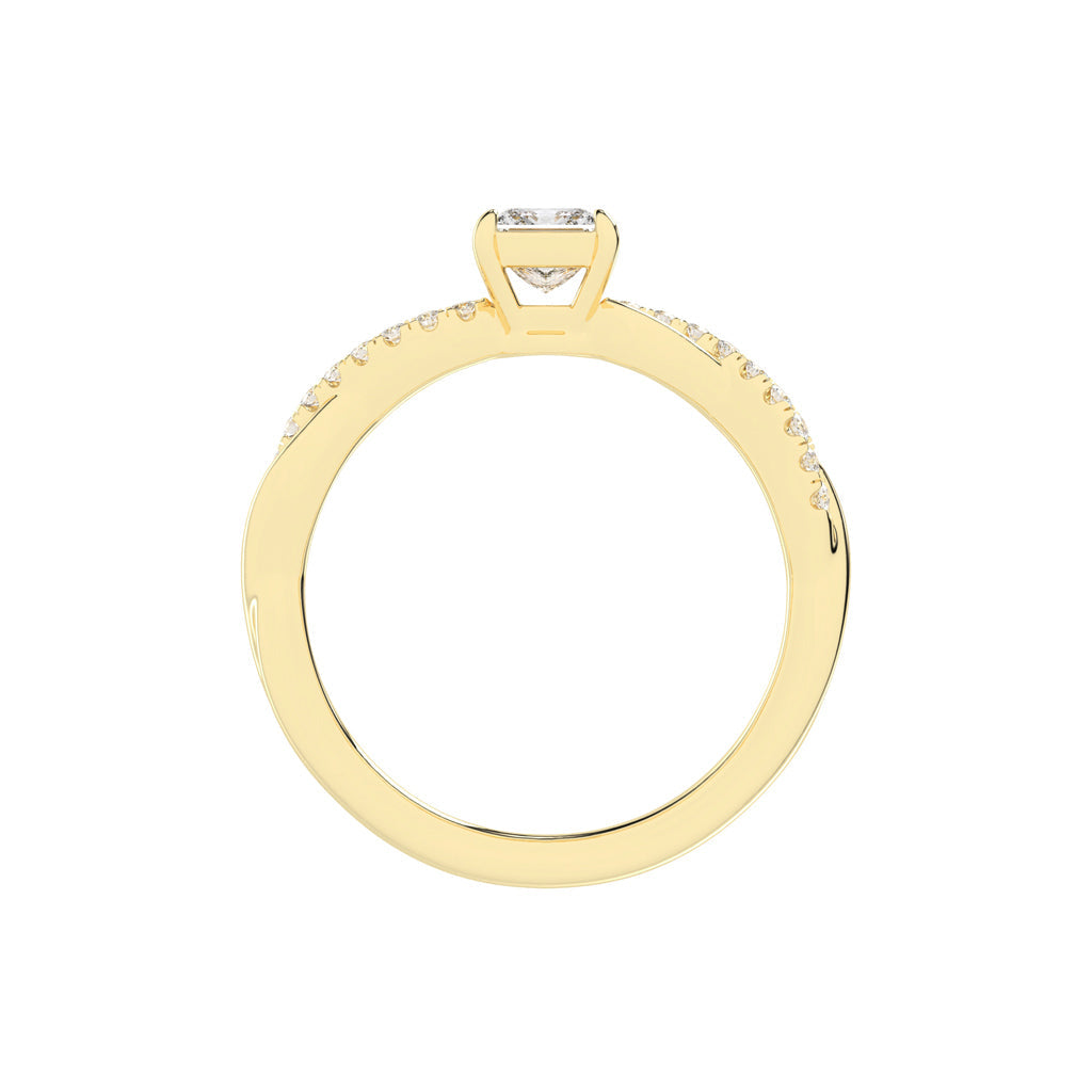 Crystane braided Princess cut side stone lab diamond ring