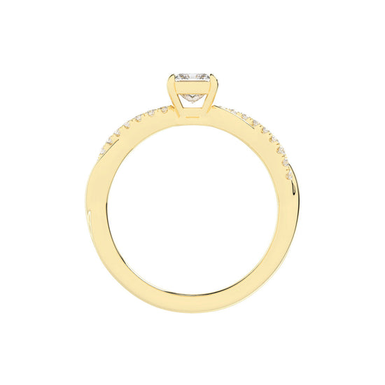 Crystane braided Princess cut side stone lab diamond ring