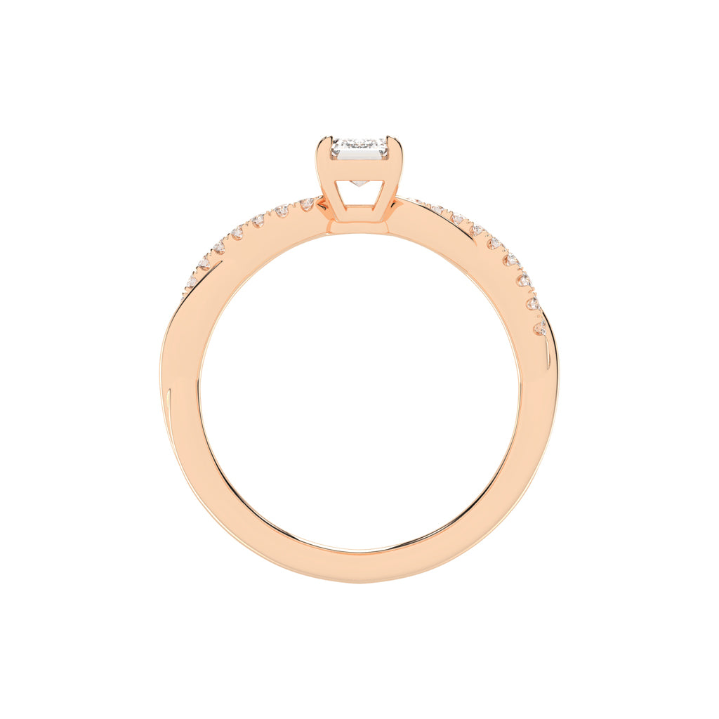 Crystaris braided emerald cut side stone lab diamond ring
