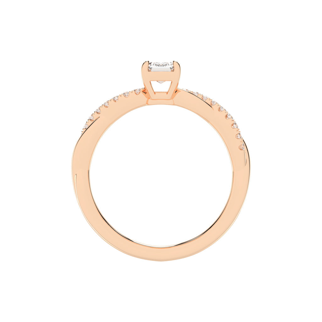Crystaris braided emerald cut side stone lab diamond ring
