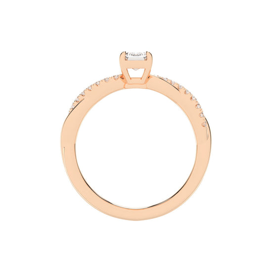 Crystaris braided emerald cut side stone lab diamond ring
